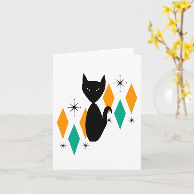 Tarjeta de estrellas de la era atómica del gato ne (flor amarilla)