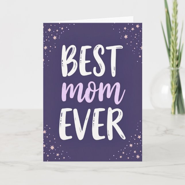 Tarjeta de Estrellas de Mamá de Oro Rosa (Anverso)