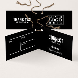 Tarjeta de etiqueta de colcha negra plegada modern