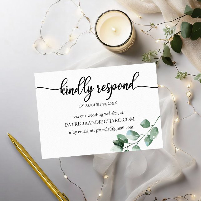 Tarjeta de Eucalipto RSVP Greenery boda Online (Subido por el creador)