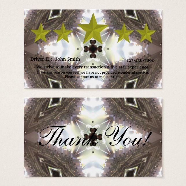 Tarjeta de evaluación de cinco estrellas de contro (Anverso y reverso)