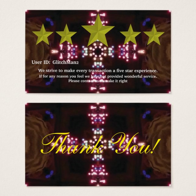Tarjeta de evaluación de cinco estrellas de la pla (Anverso y reverso)
