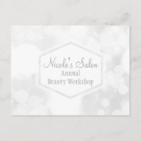 Tarjeta de evento Chic con luces de glamour blanca