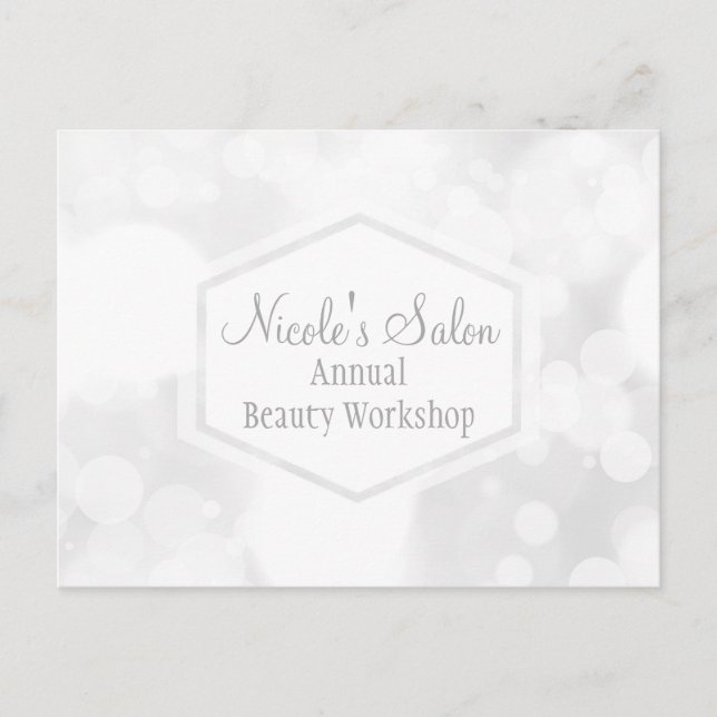 Tarjeta de evento Chic con luces de glamour blanca (Anverso)