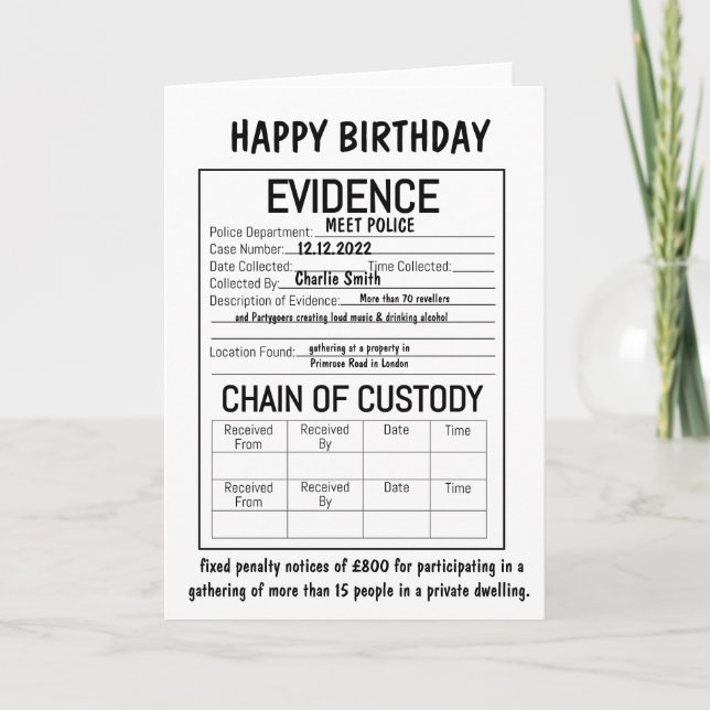 Tarjeta de EVIDENCIA (Anverso)