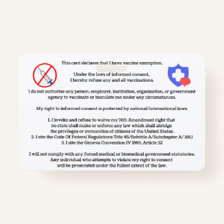 Tarjeta de exención para vacunas