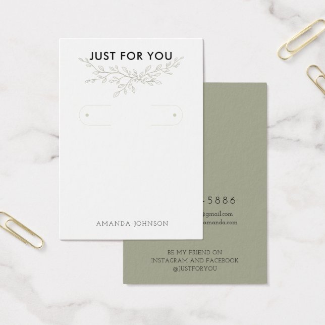 Tarjeta de exhibición de arete de aro terroso de r (Oficina)