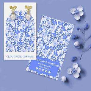 Tarjeta de exhibición de aretes con arco floral az