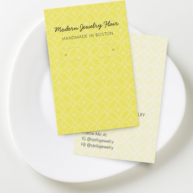 Tarjeta de exhibición de aretes de aro amarillo ví (Modern Vivid Yellow Hoop Earring Display Card)