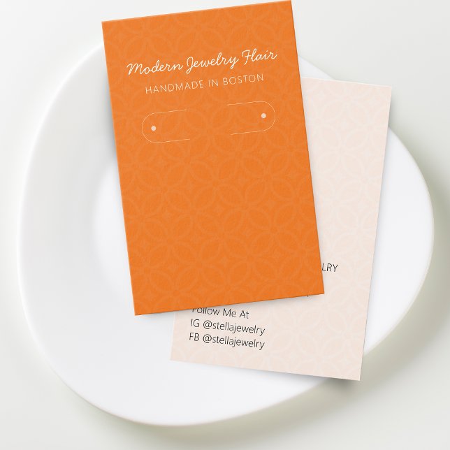 Tarjeta de exhibición de aretes de aro naranja de  (Modern Pattern Orange Hoop Earring Display Card)