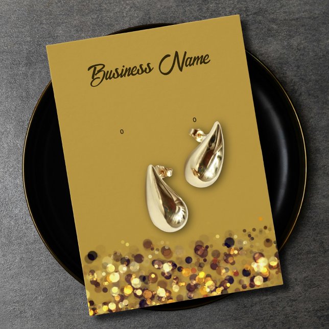 Tarjeta de exhibición de aretes de código QR de or (Mustard yellow gold QR code earring display card)