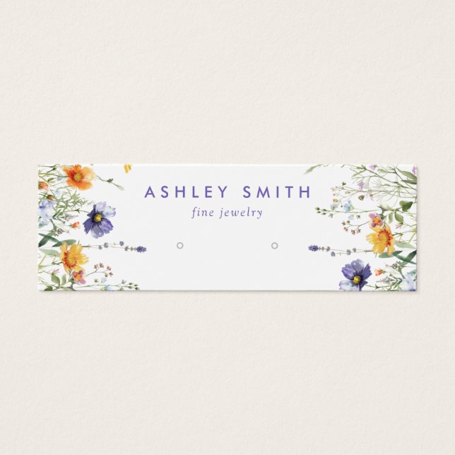 Tarjeta de exhibición de aretes de flor silvestre (Frente)