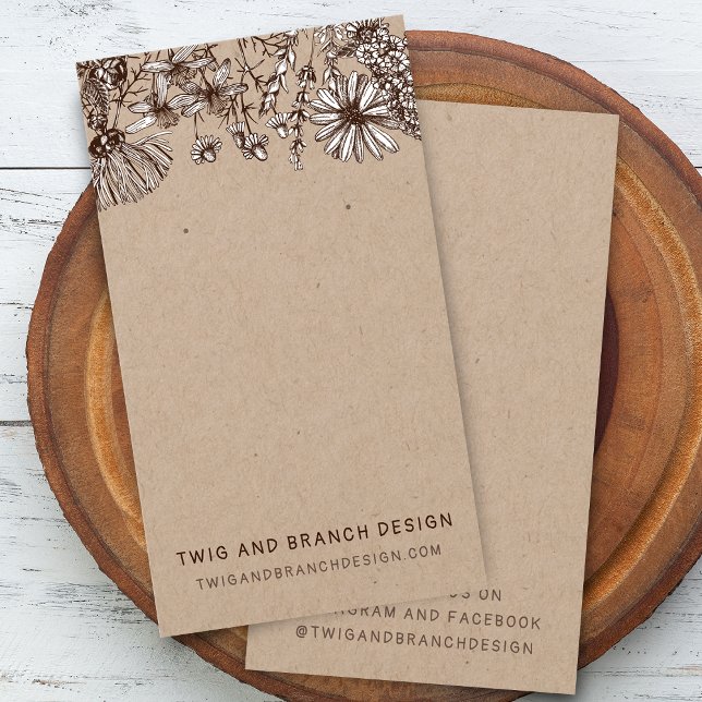 Tarjeta de exhibición de aretes de flores silvestr (Rustic Whimsical Wildflowers Earring Display Card)