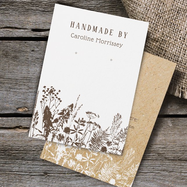Tarjeta de exhibición de aretes de flores silvestr (Rustic wildflowers Earring Display Card)