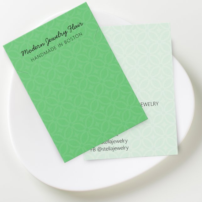 Tarjeta de exhibición de collar verde con patrón m (Modern Pattern Green Necklace Display Card)