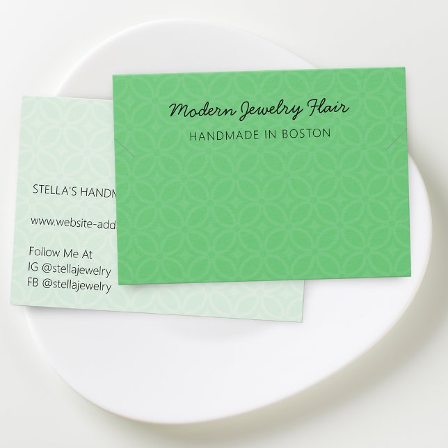 Tarjeta de exhibición de collar y pulsera verde mo (Modern Pattern Green Necklace Display Card)