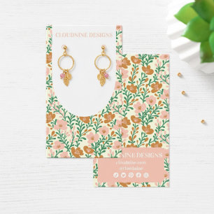 Tarjeta de exhibición de joyas de arete rosa verde