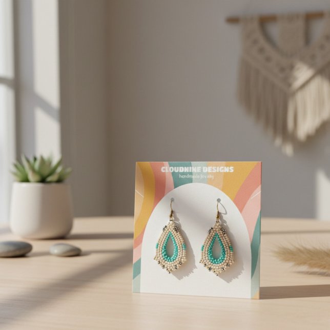 Tarjeta de exhibición de joyas de collar de pendie (Rainbow Arch Earring Necklace Jewelry Square Display Card
)