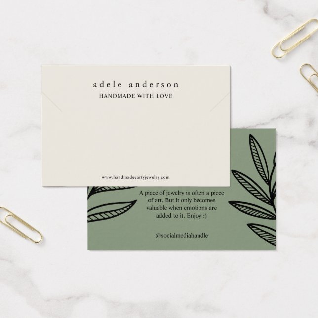 Tarjeta de exhibición de joyas de hoja terrosa par (Oficina)