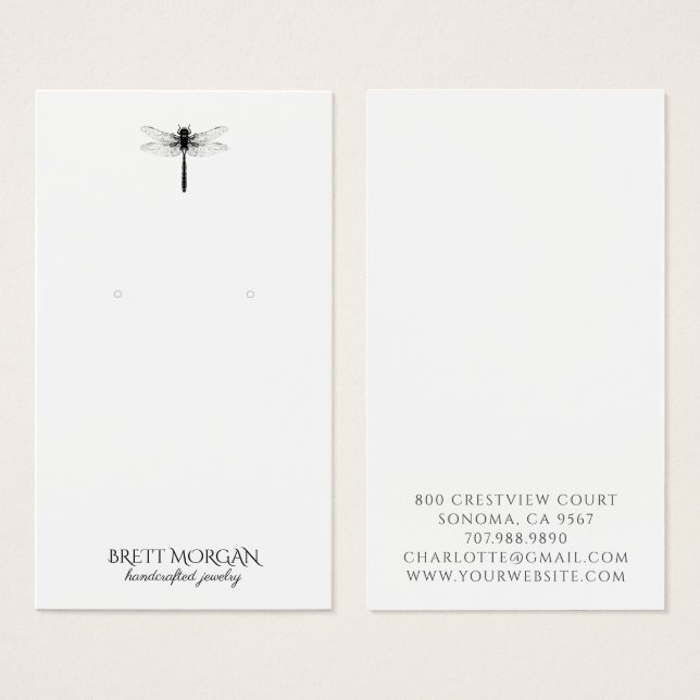 Tarjeta de exhibición de joyería de aretes Dragonf (Anverso y reverso)