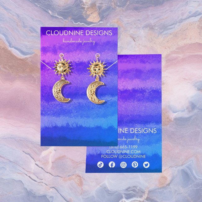 Tarjeta de exhibición de joyería de collar de pend (Purple Blue Social Icons Earring Necklace Jewelry Display Card
)