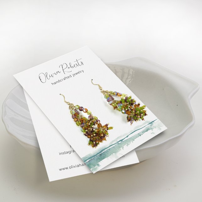 Tarjeta de exhibición de pendientes con guión mode (Modern Script Watercolor Earring Display Card)