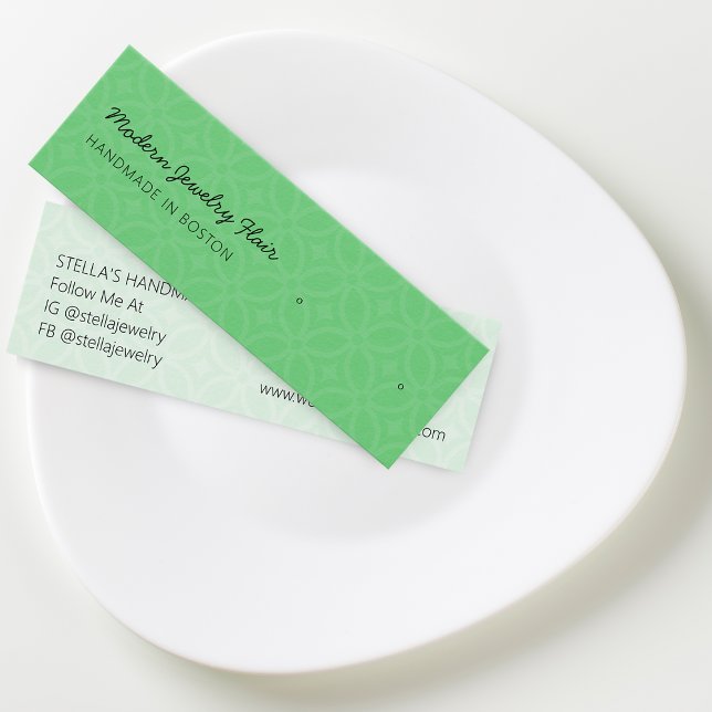 Tarjeta de exhibición de pendientes de botón verde (Modern Pattern Green Stud Earring Display Card)