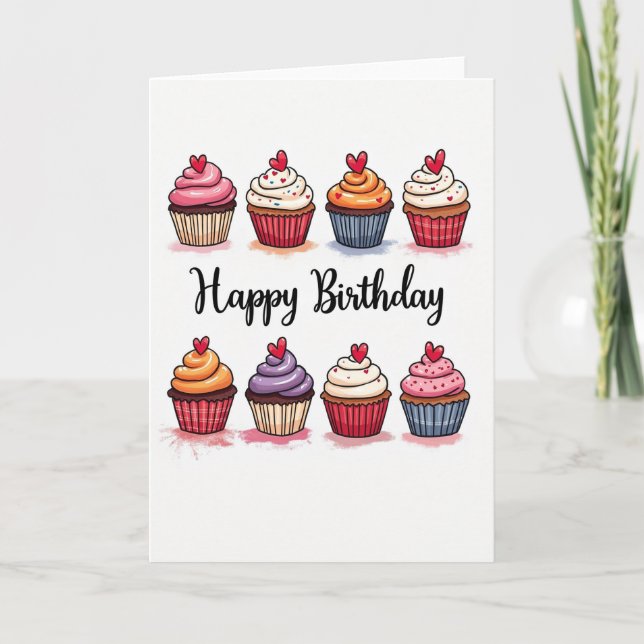 Tarjeta de exhibición de postre de cumpleaños (Anverso)