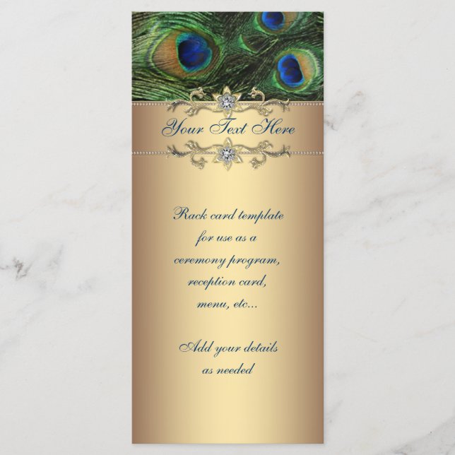 Tarjeta de exhibidor de pavo real verde esmeralda  (Anverso)