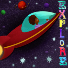 Tarjeta de explorador espacial para cumpleaños, fe