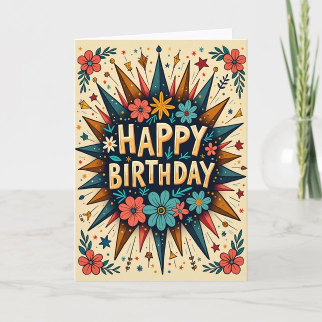 Tarjeta de explosión dorada jubilosa (Anverso)