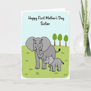 Tarjeta de familia de elefante mate