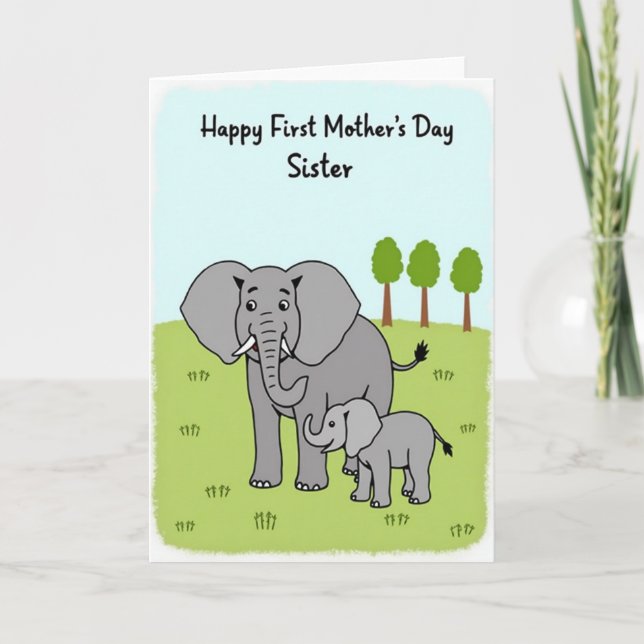 Tarjeta de familia de elefante mate (Anverso)