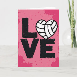 Tarjeta de fanático del deporte voleibol de amor