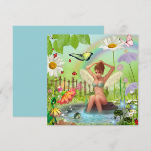 Tarjeta de fantasía de baño de jardín de hadas