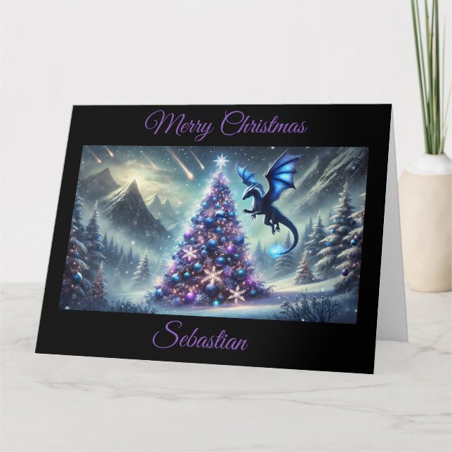 Tarjeta de fantasía de Navidades Dragon (Anverso)
