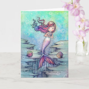 Tarjeta de Fantasía de Sirena Adorable para Todas