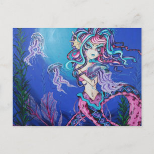Tarjeta de Fantasía de Sirena Cyber Goth Medusa