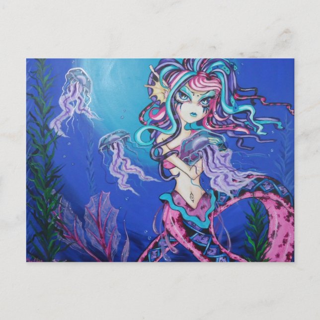 Tarjeta de Fantasía de Sirena Cyber Goth Medusa (Anverso)