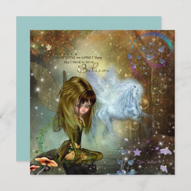 Tarjeta de Fantasía Pixie Pegasus (Anverso / Reverso)