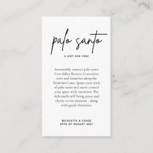 Tarjeta de favor de boda Palo Santo