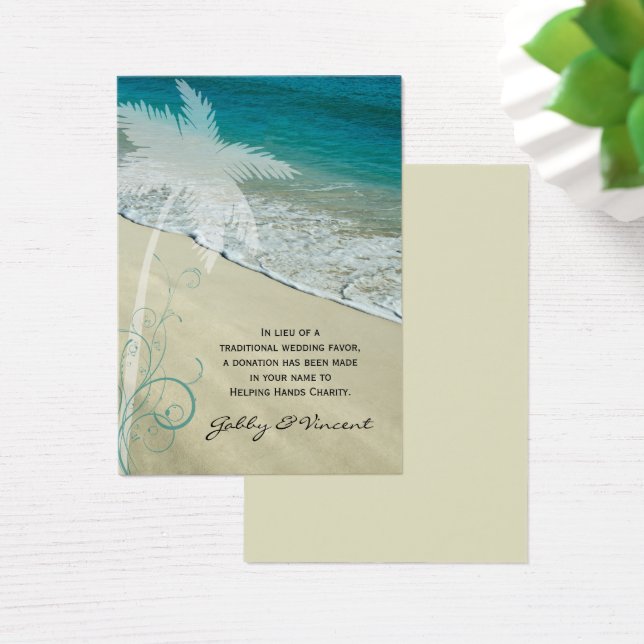 Tarjeta de Favor de Boda Tropical Beach (Escritorio)