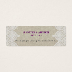 Tarjeta de Favor de Boda Vintage de Linaje Blanco