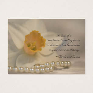 Tarjeta de Favor de Caridad Daffodil y Pearls Boda