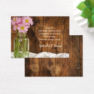Tarjeta de Favor de la Caridad Boda Mason Jar Pink