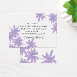 Tarjeta de Favor de la Caridad Boda Purple Daisies