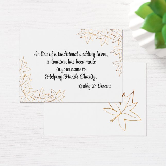 Tarjeta de Favor de la Caridad de la Boda de Otoño (Escritorio)