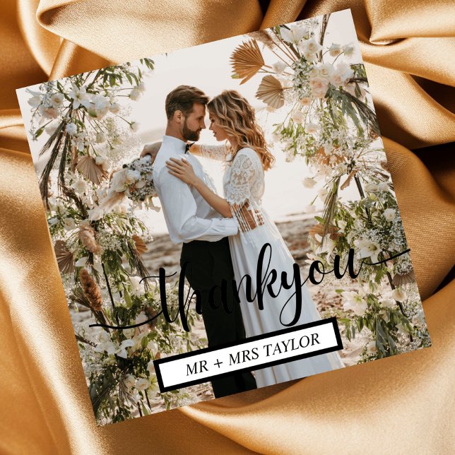 Tarjeta de Favor de la Foto Boda con guión moderno (Subido por el creador)