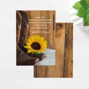 Tarjeta de Favor del Boda del girasol del país