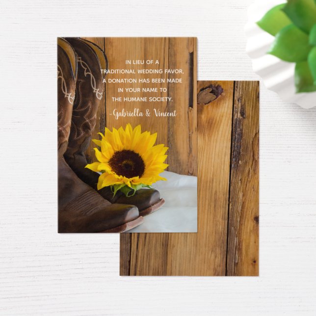 Tarjeta de Favor del Boda del girasol del país (Escritorio)